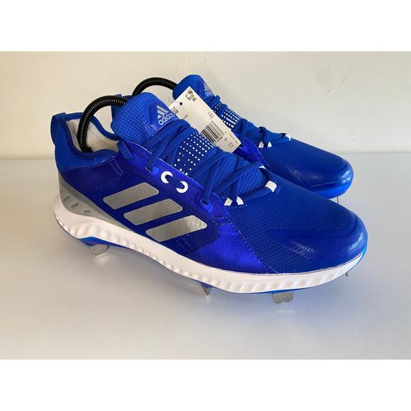 NWT ADIDAS CLEATS 11 PUREHUSTLE METAL FASTPITCH SOFTBALL SHOES BLUE FV9040 - Picture 3 of 16